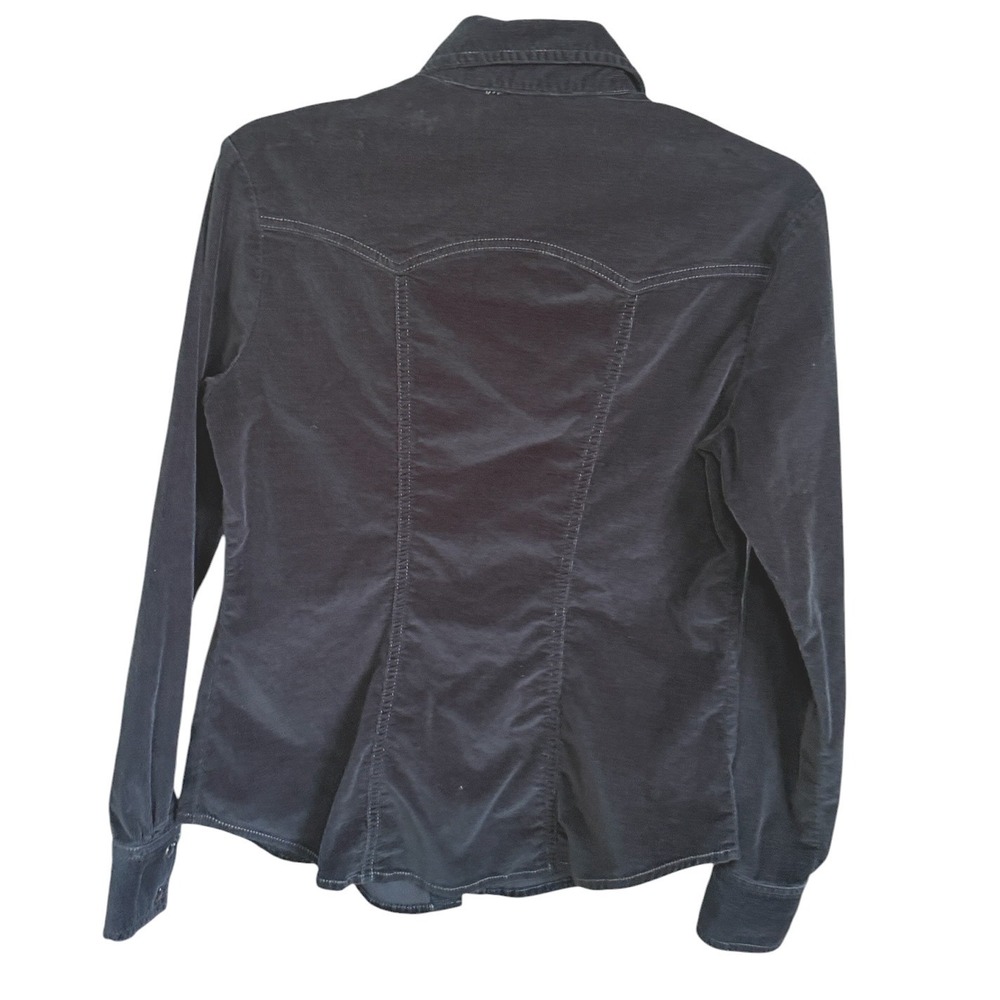 Levi's Mini Corduroy Shirt Women M Black Western Snap Button Vintage - Picture 2 of 6